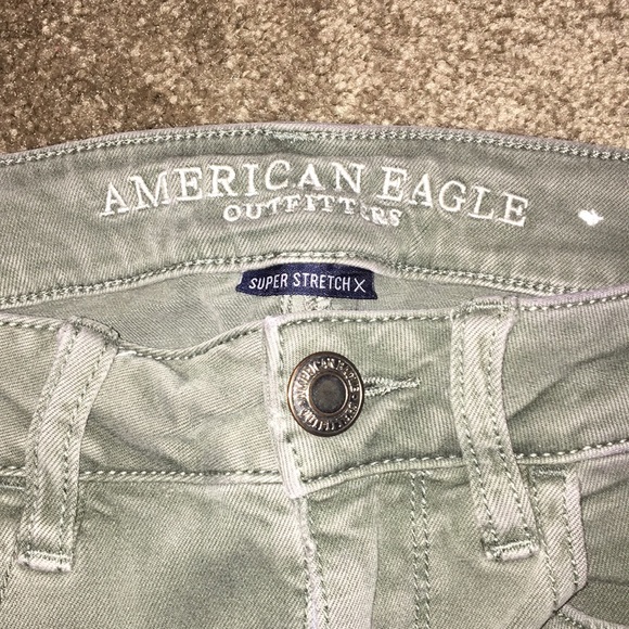 American Eagle Outfitters Denim - Ripped Olive Green Jeggings American Eagle
